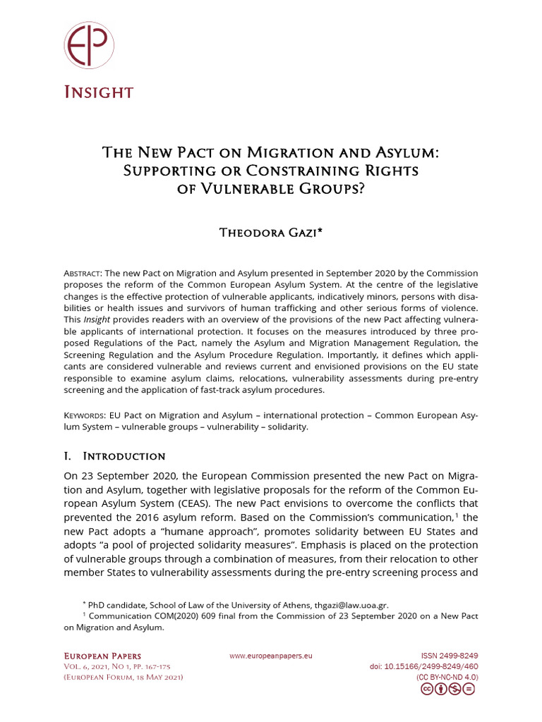 The New Pact On Migration and Asylum - Supporting or Constraining ...