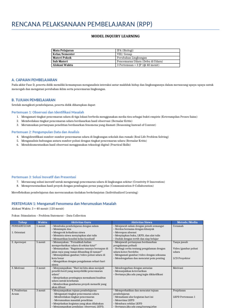 1 RPP - Tabel - Detail - Langkah - Pembelajaran | PDF