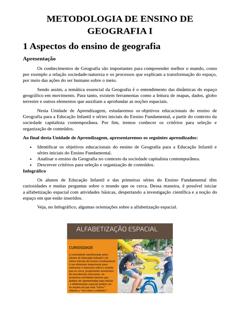 Metodologia de Ensino Á Geografia I | PDF | Geografia | Aprendizado