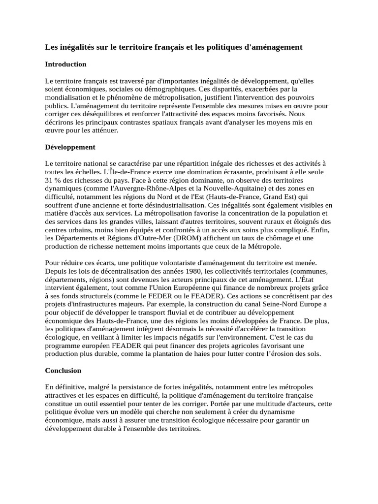 Les Inégalités Sur Le Territoire Français | PDF | France | Inégalité ...