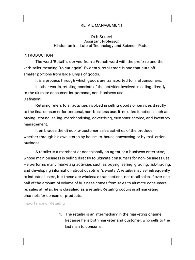 Retail Management Notes | PDF | Pricing | Retail