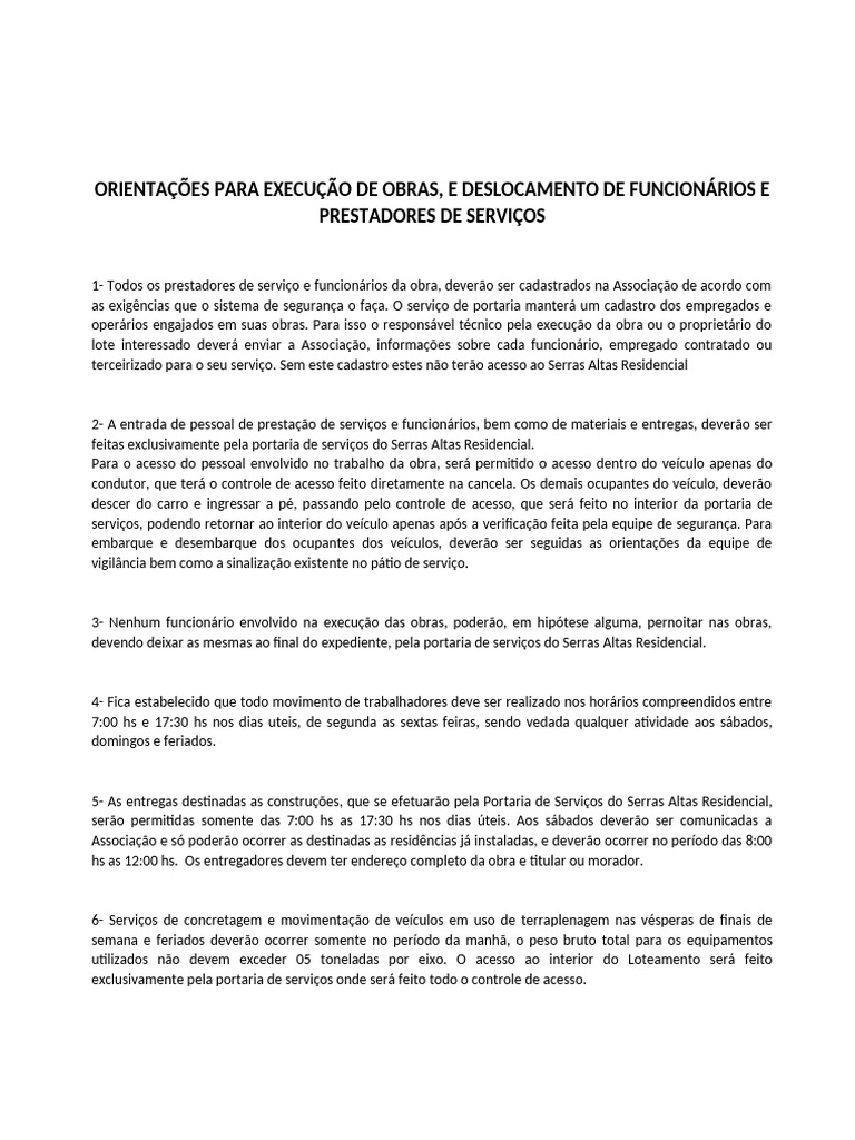 Orientações para Execução de Obras | PDF