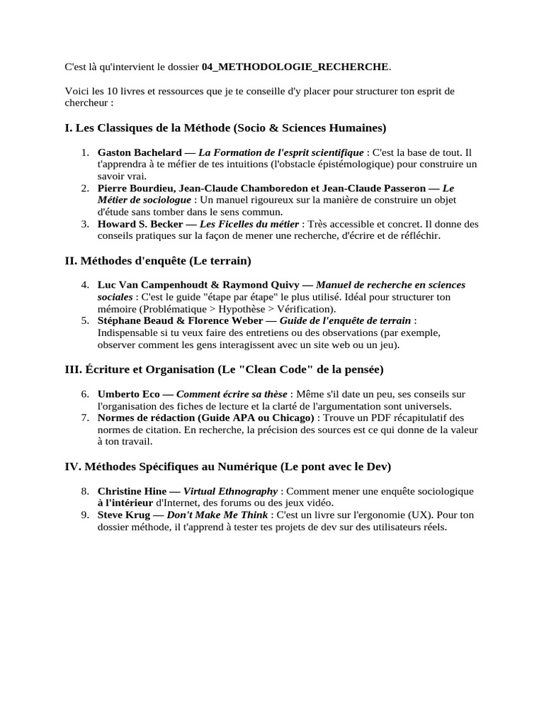 Dossier Méthodologie Et Recherche | PDF
