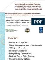 Ministry of Natural Resources and Environment: Efforts To Promote The Renewable Energies and Energy Efficiency in Belize