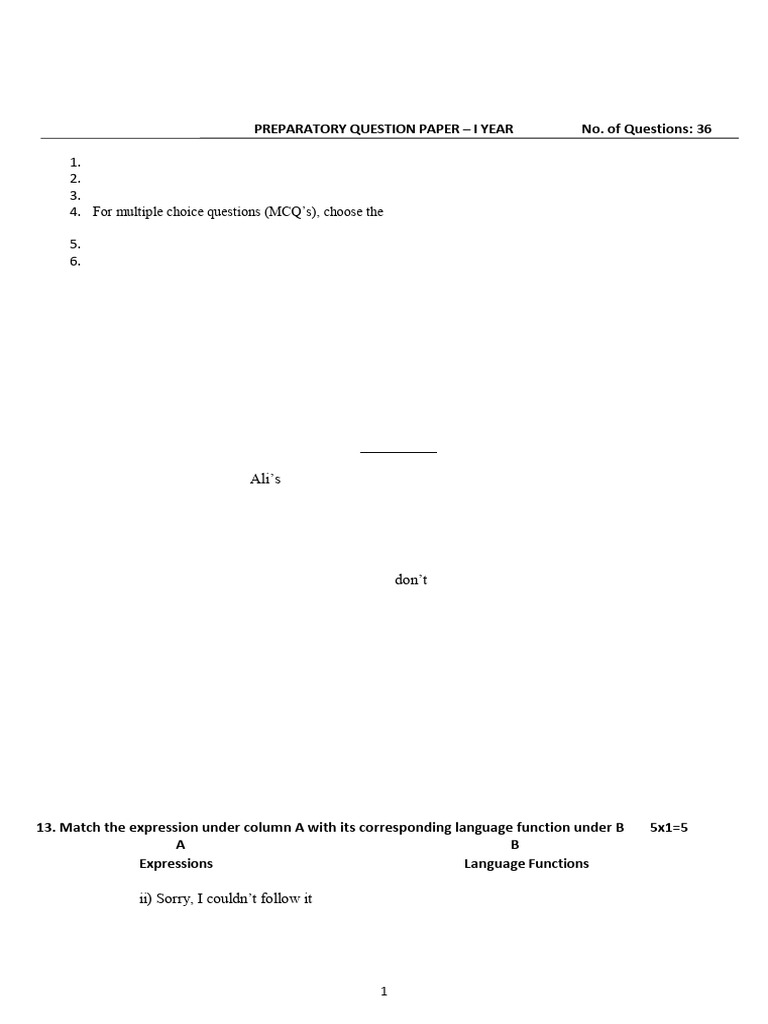 02 English Prep Q Paper | PDF | Linguistics