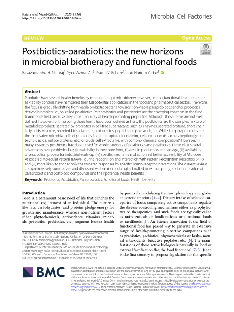 Postbiotics Parabiotics The New Horizons | PDF | Probiotic | Biology