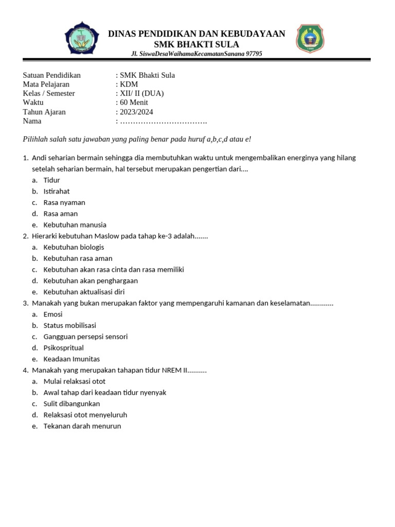 Soal KDM smk8 | PDF