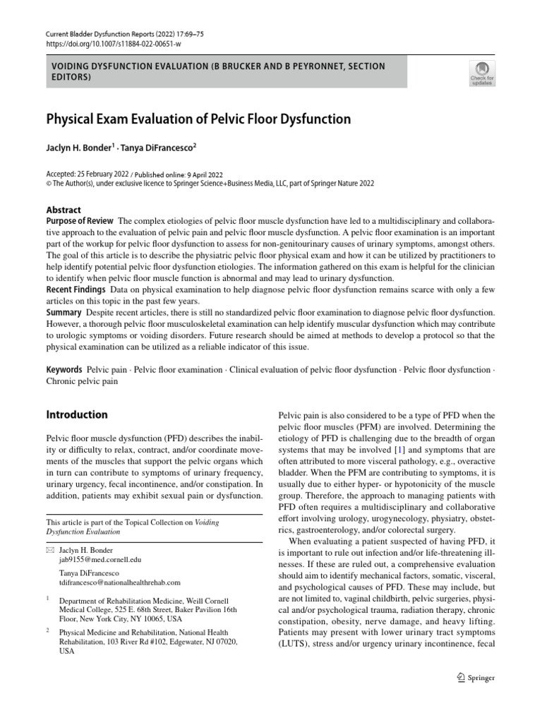 Artigo Physical Exam Evaluation of Pelvic Floor Dysfunction | PDF ...