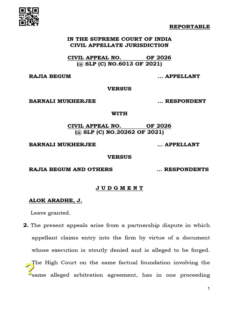 Rajia Begum Vs Barnali Mukherjee | PDF | Arbitration | Appeal