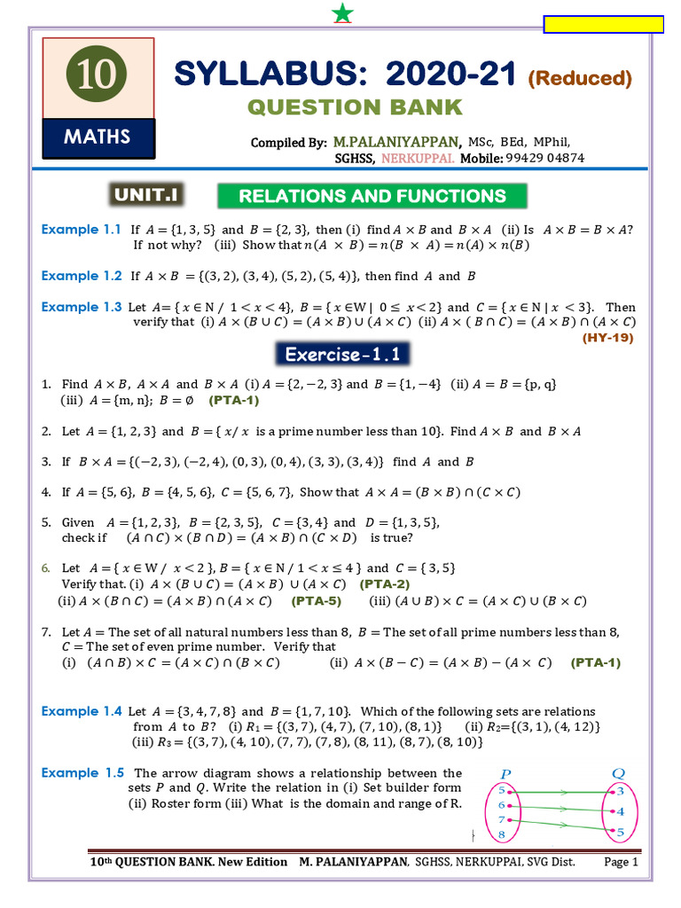 STD 10 Maths Question Bank English Medium | PDF