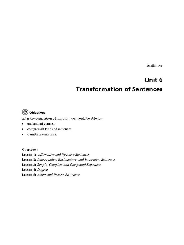 Transformation of Sentences | PDF