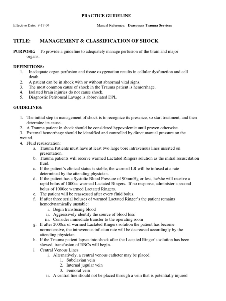 Shock Management Flowchart Guide | PDF | Shock (Circulatory) | Major Trauma