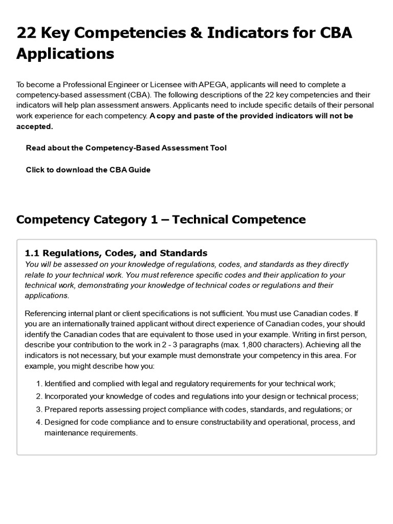 Competencies & Indicators - APEGA | PDF | Safety | Regulatory Compliance