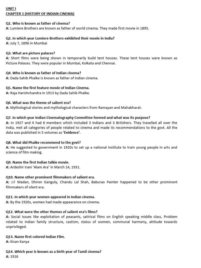 Notes of Indian Cinema | PDF | Cinema Of India