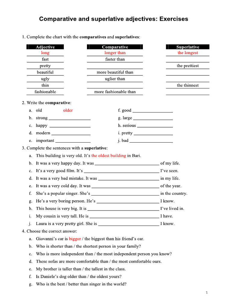Comparatives and Superlatives | PDF