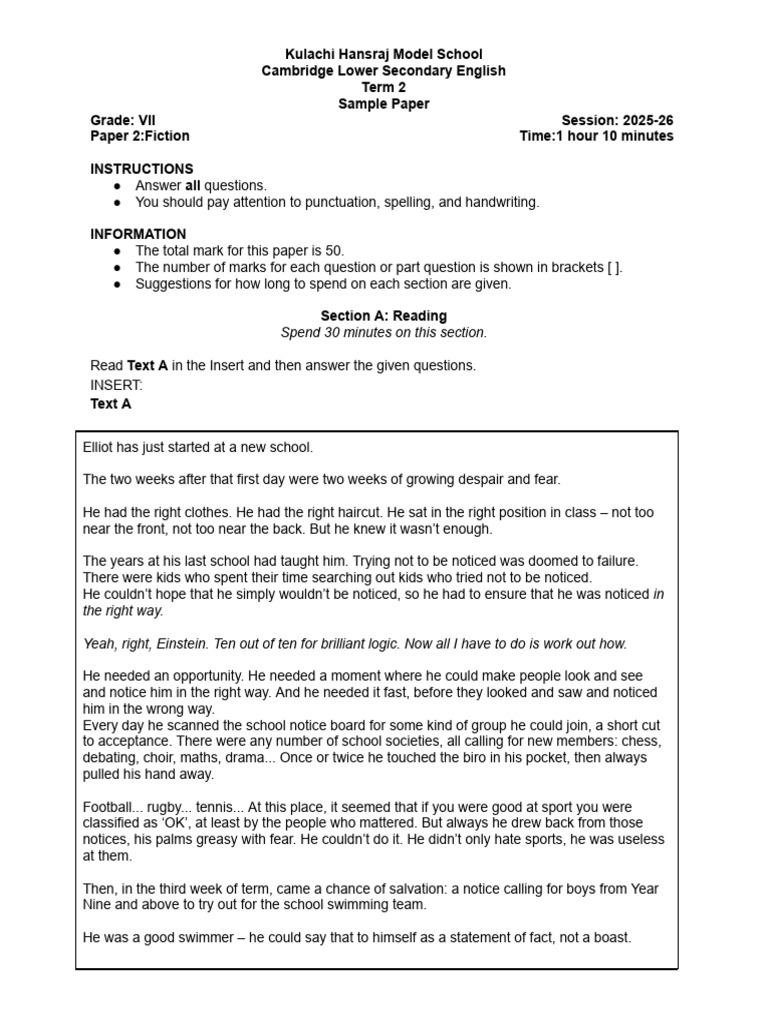 7-T2-Sample Paper-Paper 2 | PDF | Linguistics