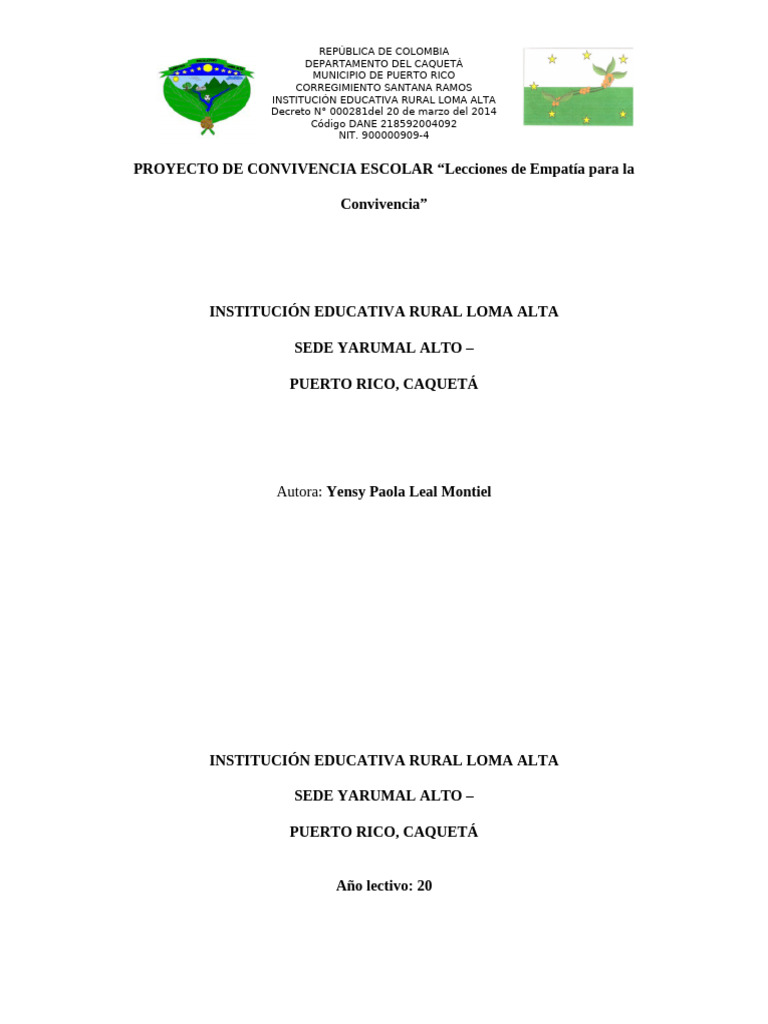 Proyecto de Convivencia Escolar 2025 | PDF | Las emociones | Escuelas