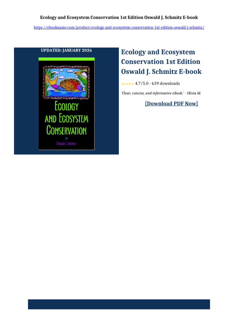 Ecology and Ecosystem Conservation 1st Edition Oswald J. Schmitz Ebook ...