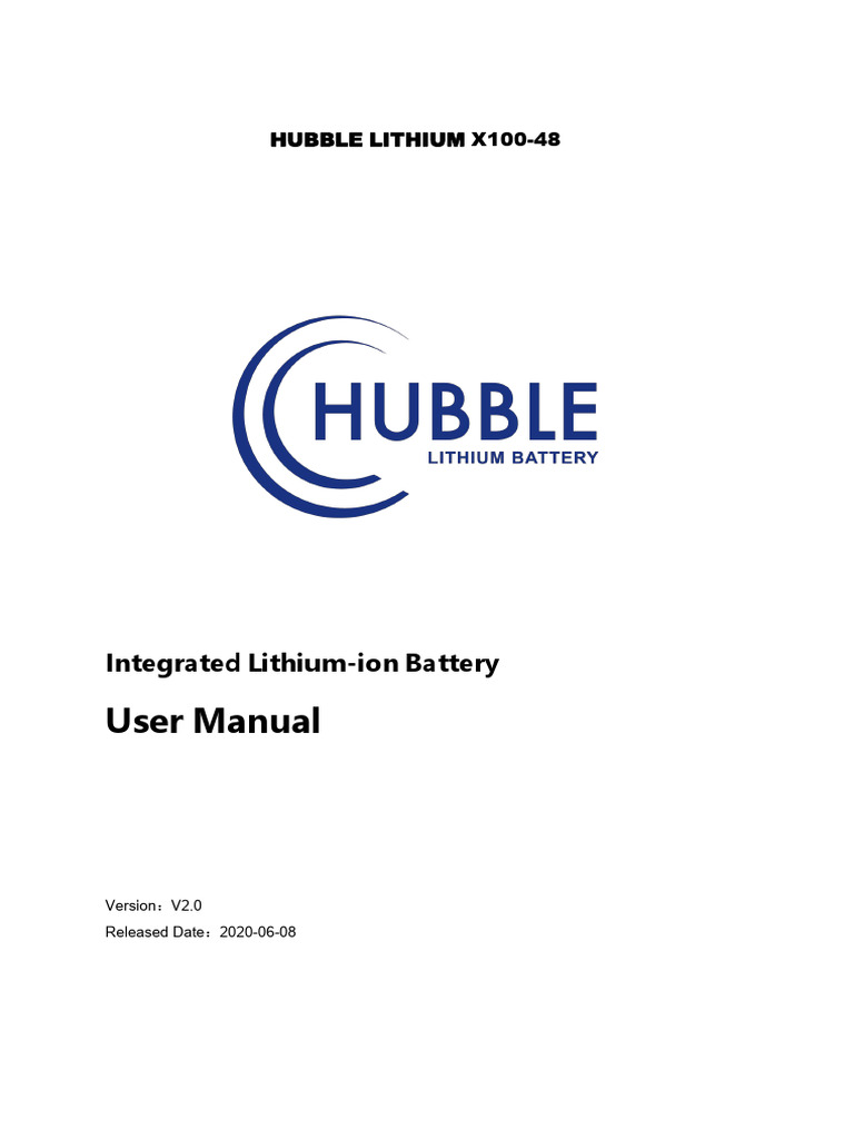 Hubble Lithium Manual V2.0 | PDF | Lithium Ion Battery | Power Supply