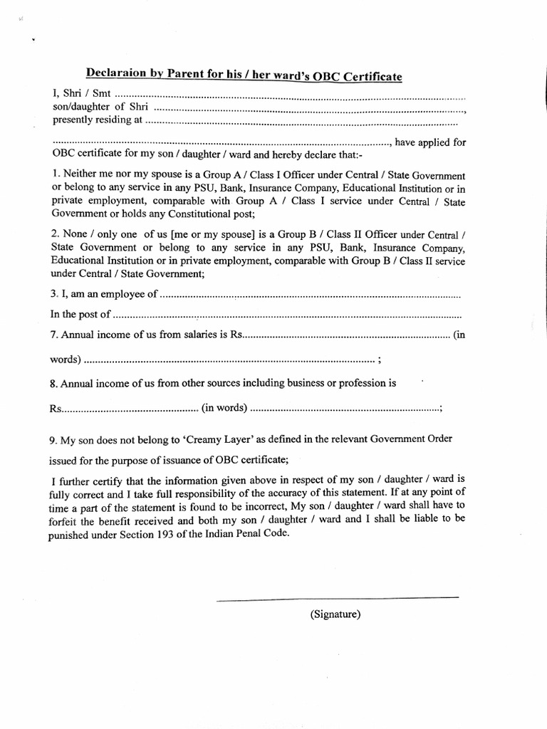 Declaration by Parent | PDF