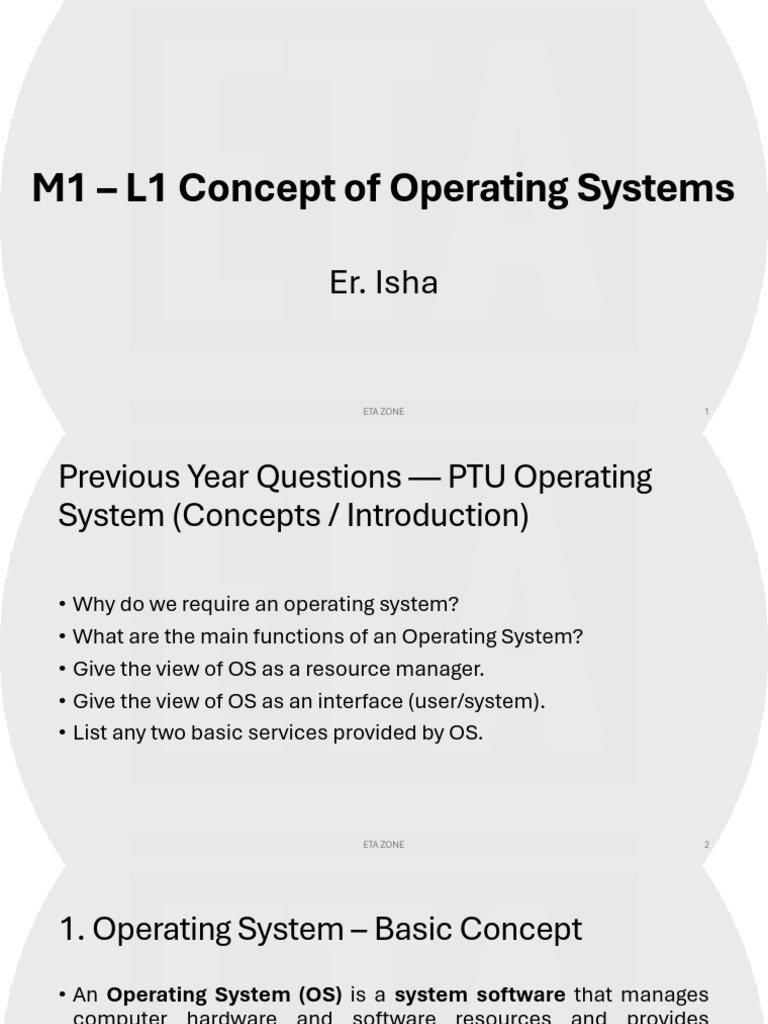 L1 Concept of Operating Systems | PDF | Operating System | Kernel ...