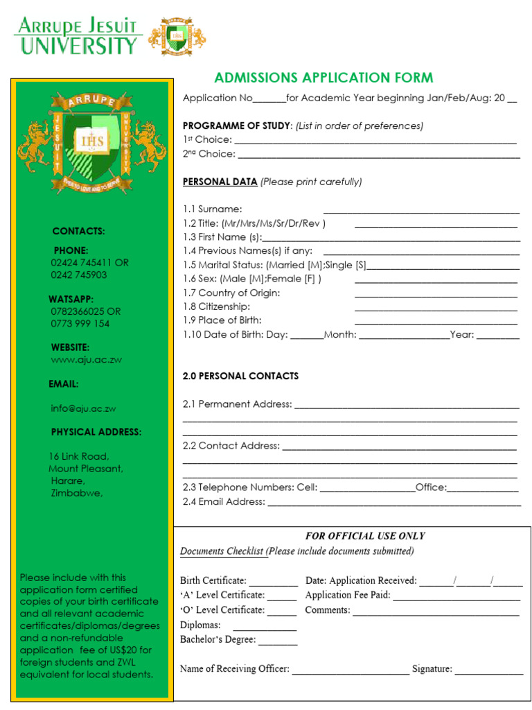 Aju Admissions Application Form 2021 | PDF | Essays | Educational Stages