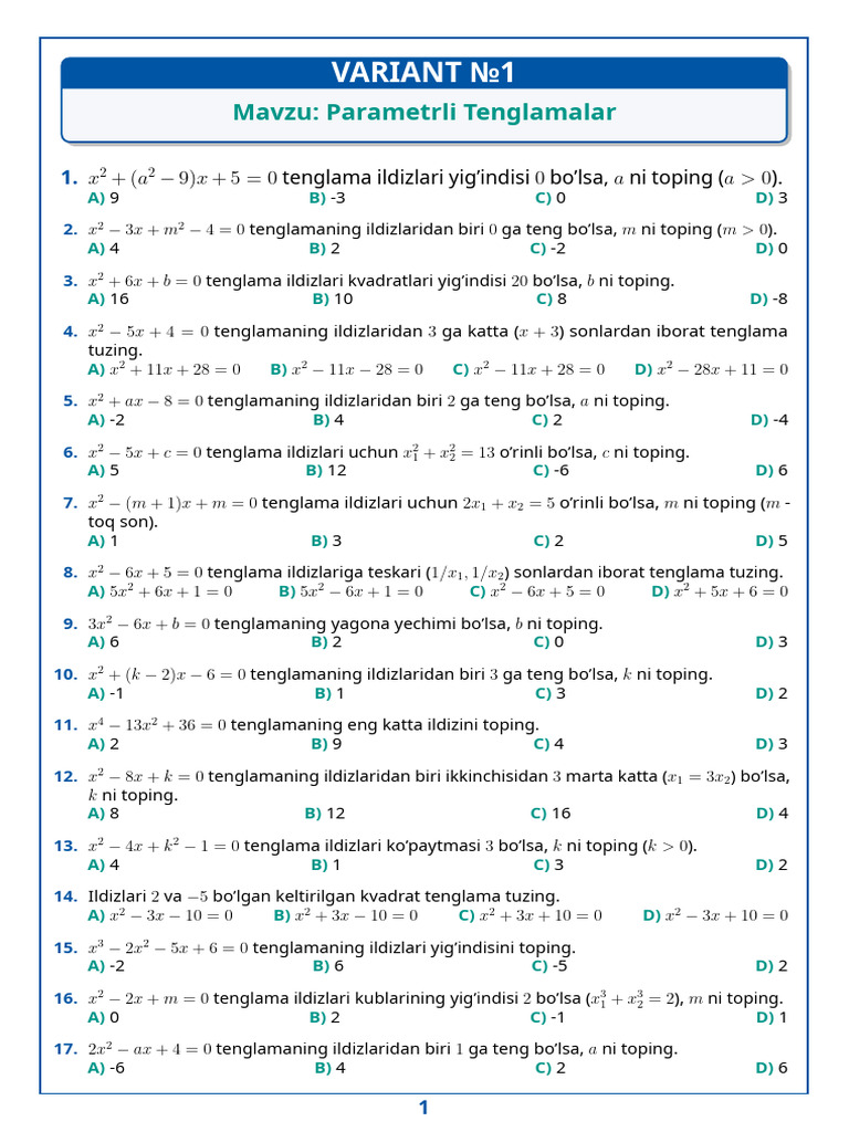 Matematika Test Rangli - 14pt | PDF | Chess Theory | Chess