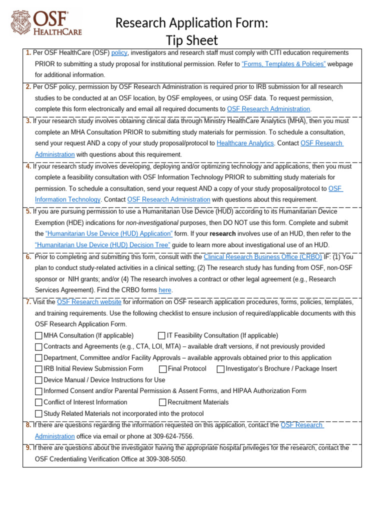 OSF Research Application Form - 07NOV2025 | PDF | Clinical Trial ...