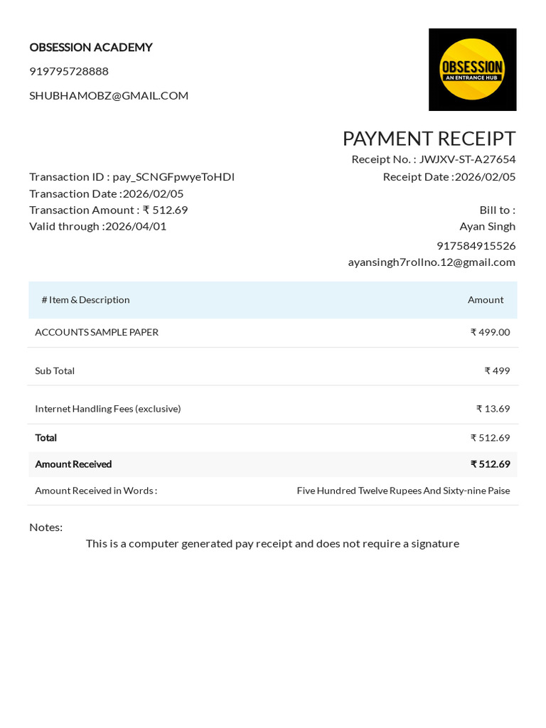 Accounts Sample Paper 1770274866007 | PDF