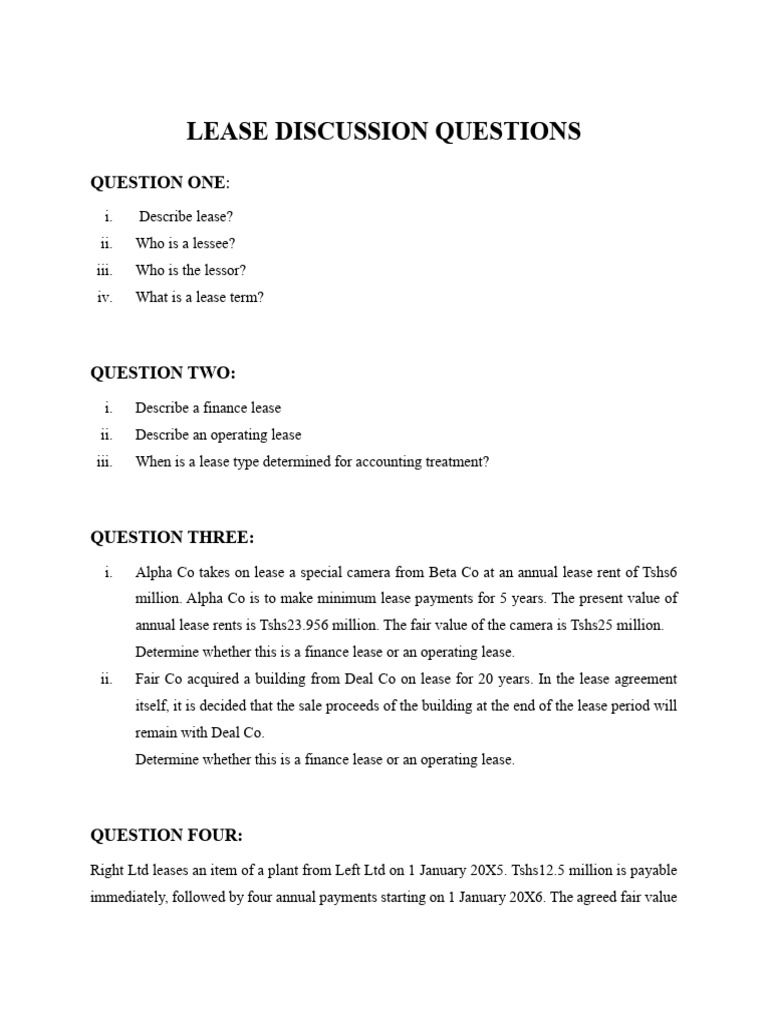 Lease Discussion Questions-1 | PDF