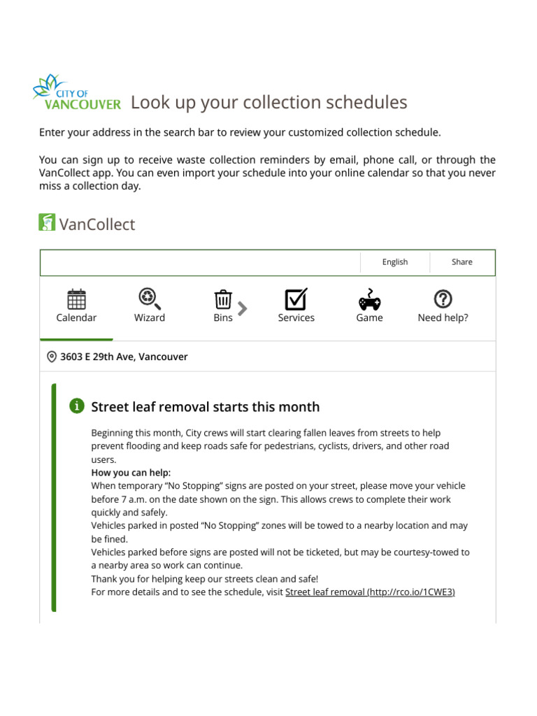 Collection Schedules - City of Vancouver | PDF | Mobile Computers ...