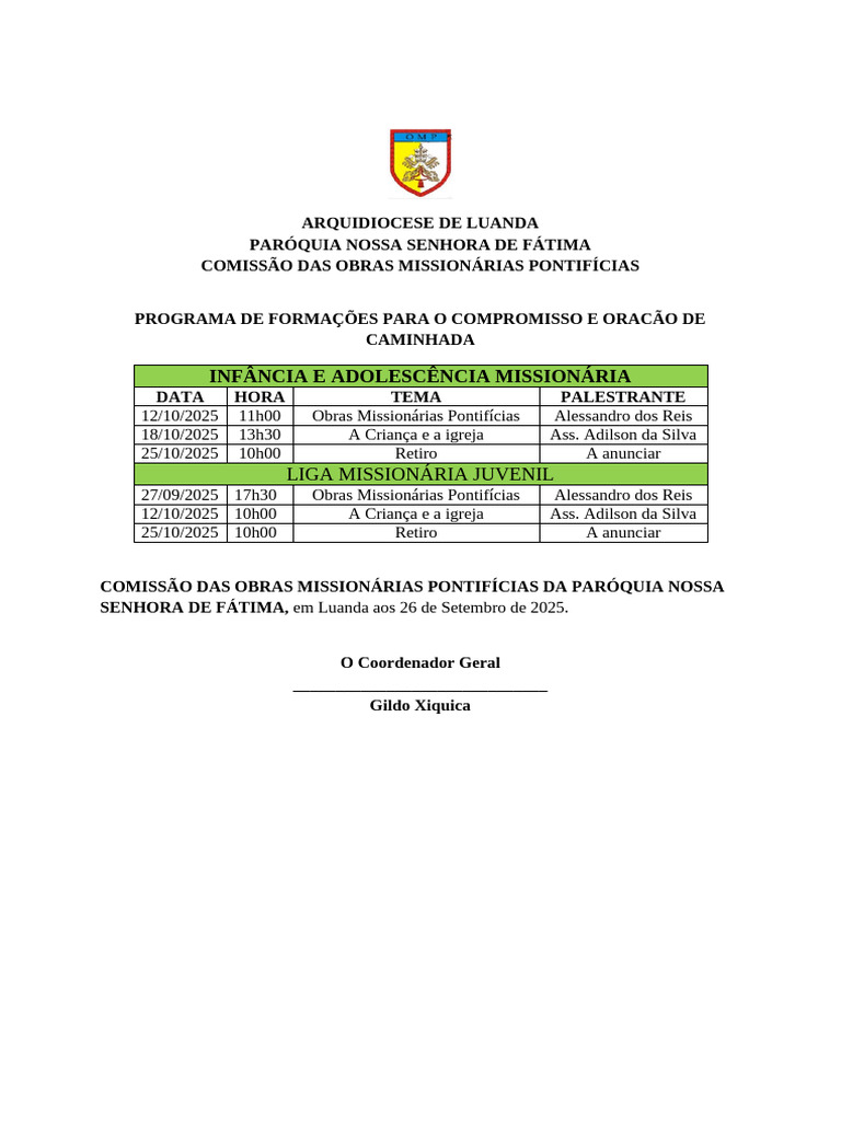Programa de Formações para o Compromisso | PDF
