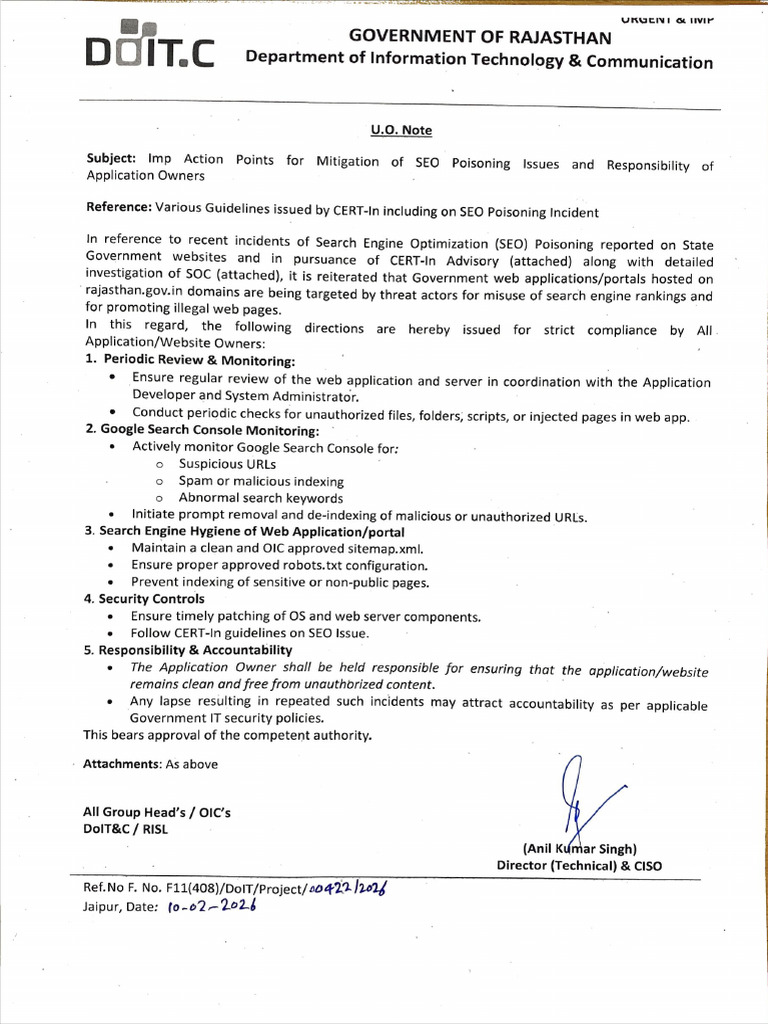 Imp Letter For All Application Owners Regarding Mitigation of SEO ...