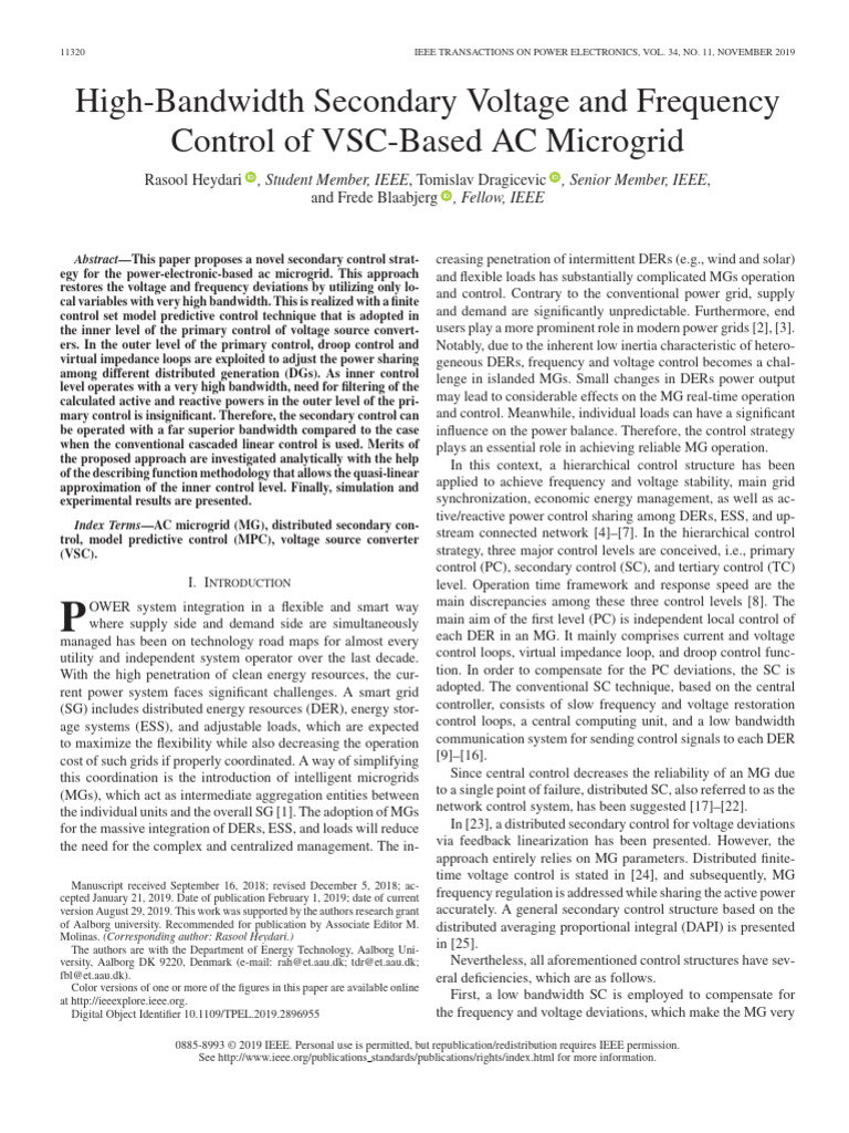High-Bandwidth Secondary Voltage and Frequency Control of VSC-Based AC ...