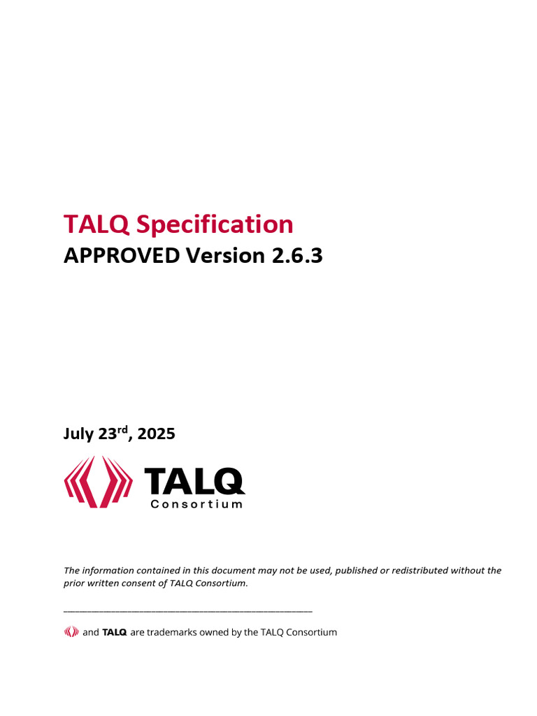 TALQ Specification Approved Version 2.6.3 | PDF | Uniform Resource ...