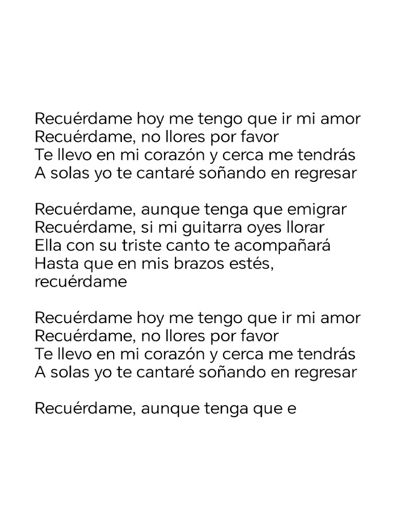 Canción Recuérdame | PDF