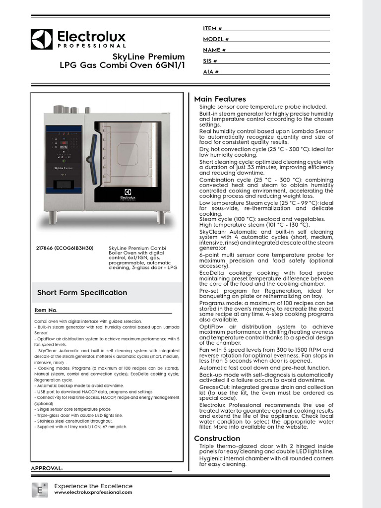 LPG Gas Combi Oven 6GN1 - 1 | PDF
