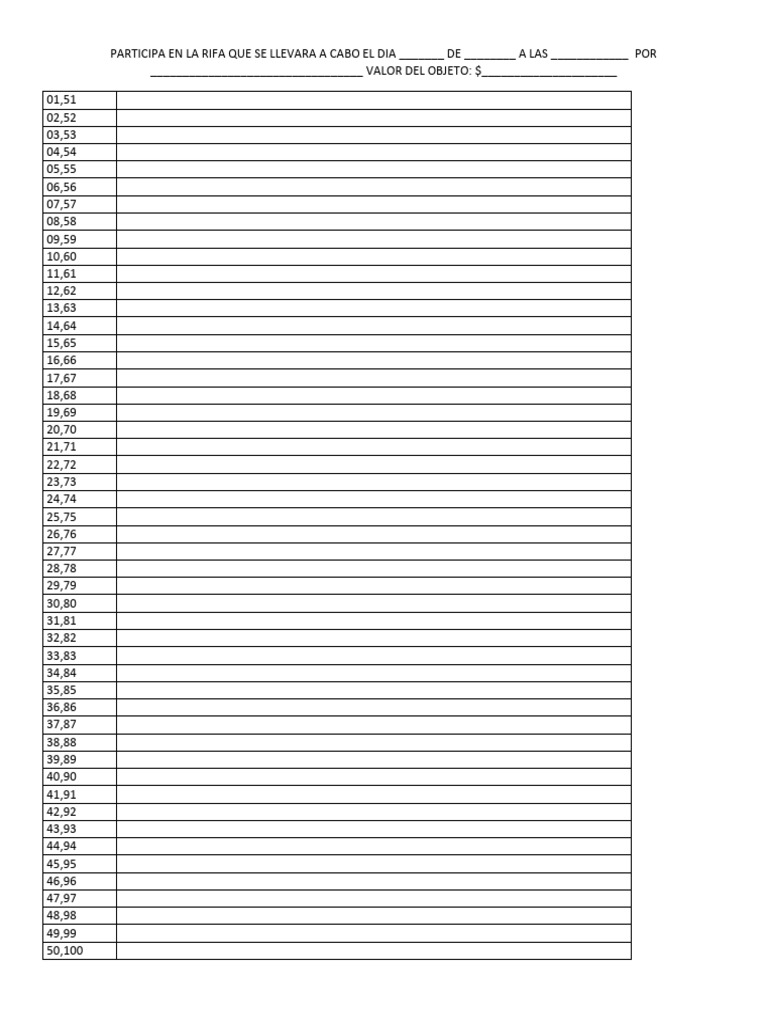 Participa en La Rifa Que Se Llevara A Cabo El Dia | PDF