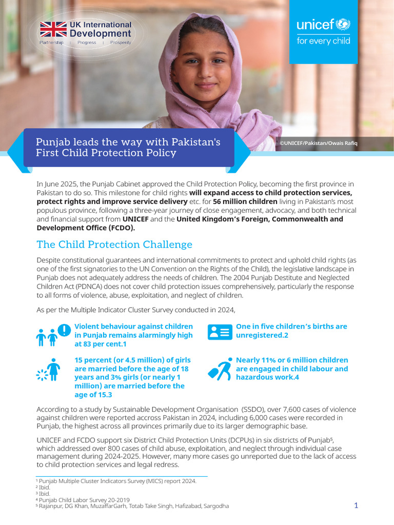 Punjab Leads The Way With Pakistan's First Child Protection Policy ...