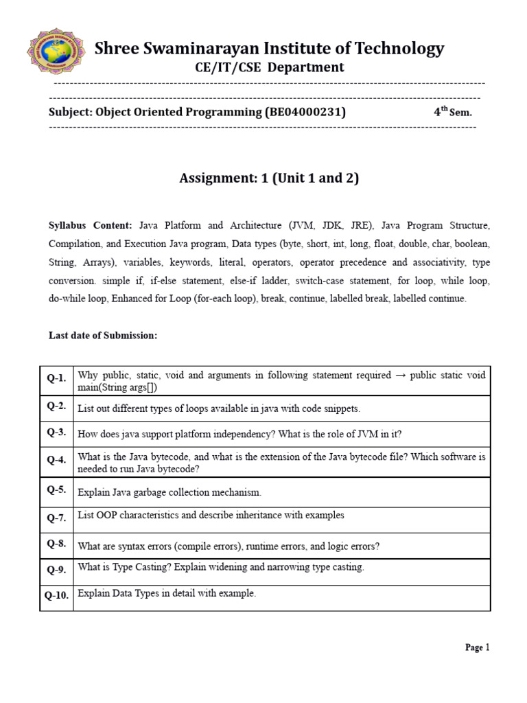 OOP Assignment | PDF | Method (Computer Programming) | Java ...