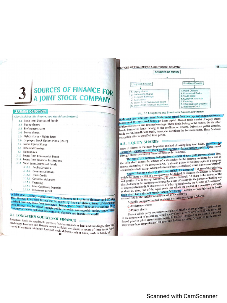 Ch. Scan PDF Sources of Finance - Part 1 | PDF