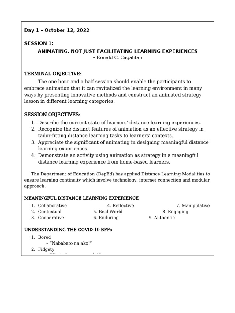 Primals - Day 1 (Session 1 - 4) | PDF | Learning | Learning Styles