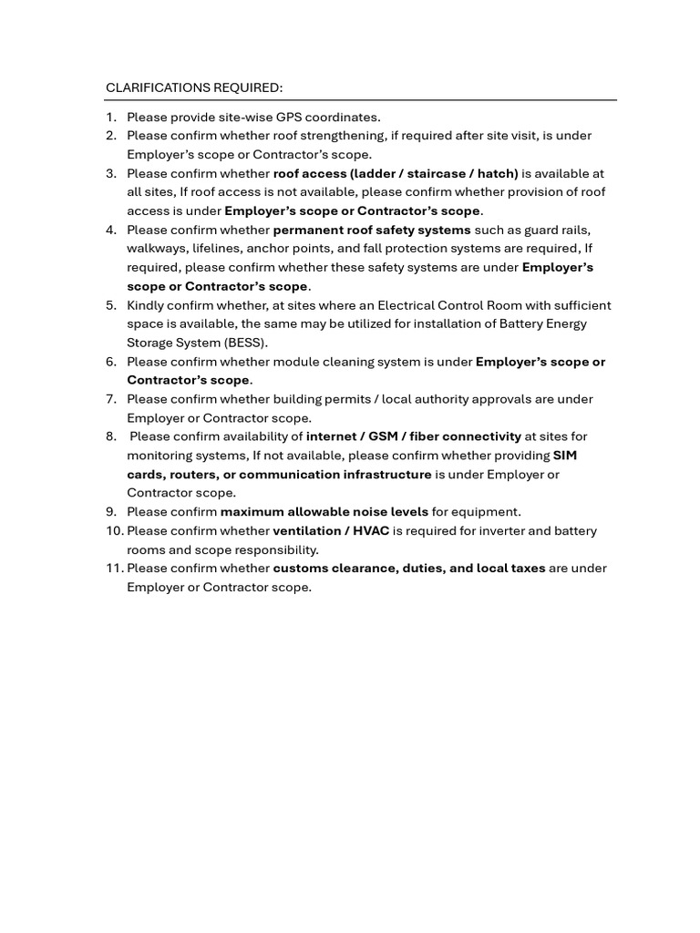 Clarifications Required | PDF