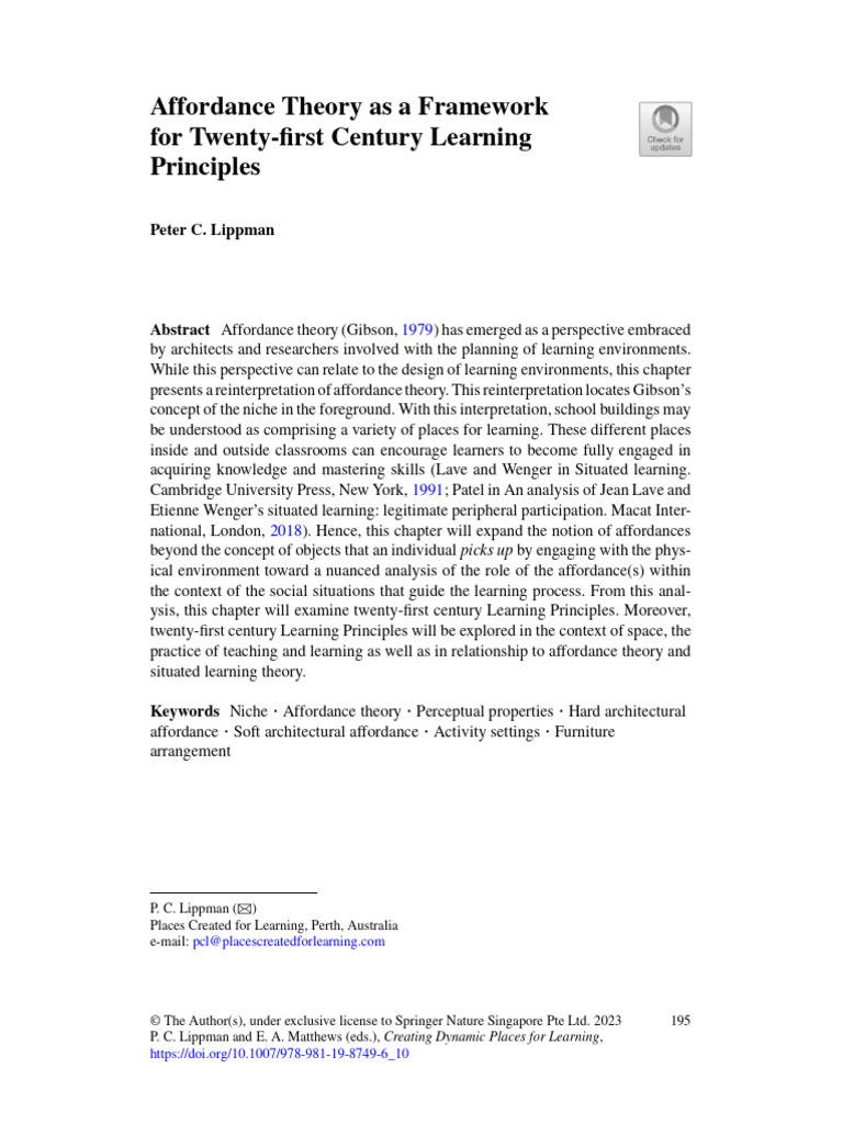 CH - Lippman - Creating Dynamic Places For Learning - An Evidence-Based ...