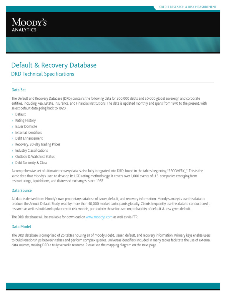 Moody S DRD White Paper | PDF | Debt | Databases