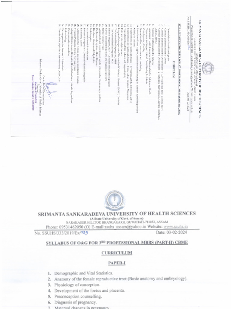 Syllabus For 3rd Professional MBBS Part II CHME Curriculum 2 | PDF