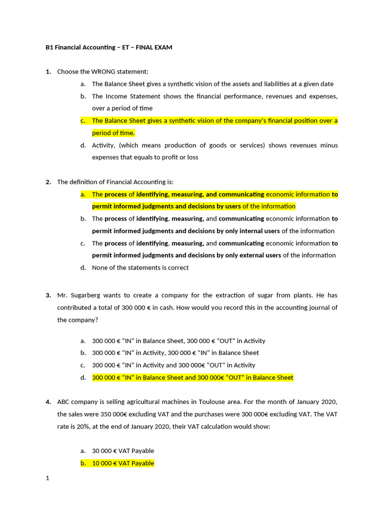 Training Case 1 - Correction | PDF | Balance Sheet | Inventory