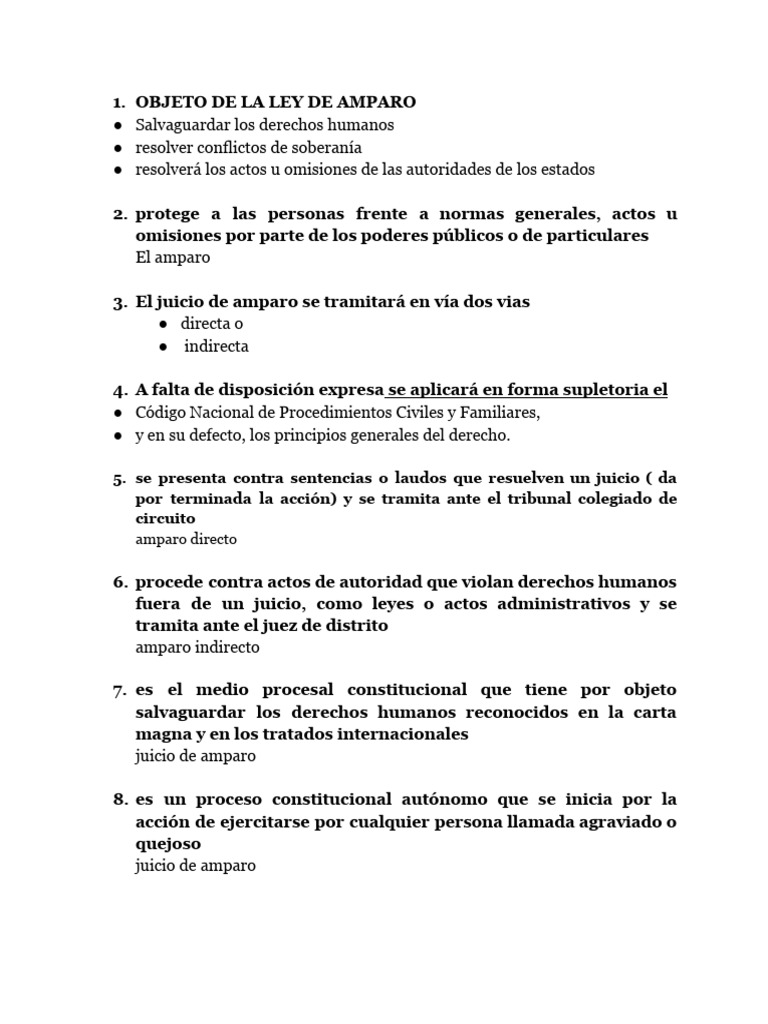 Temario Amparo Unido | PDF | Caso de ley | Sentencia (ley)