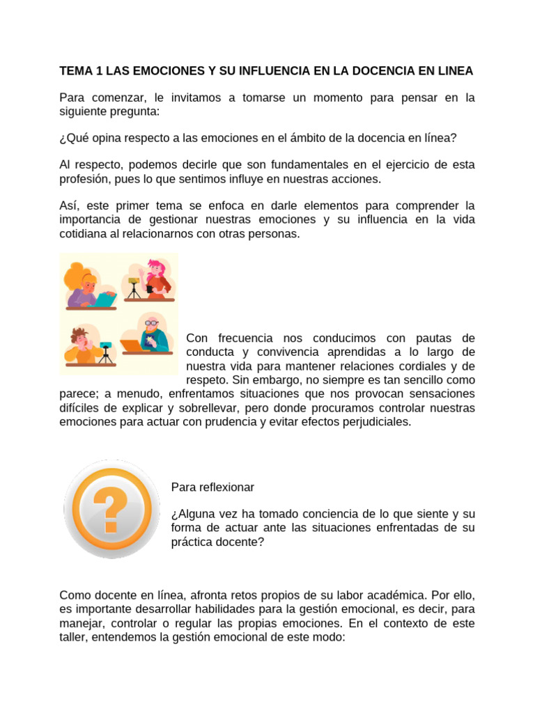Las Emociones y Su Influencia en La Docencia en Linea | PDF | Las ...
