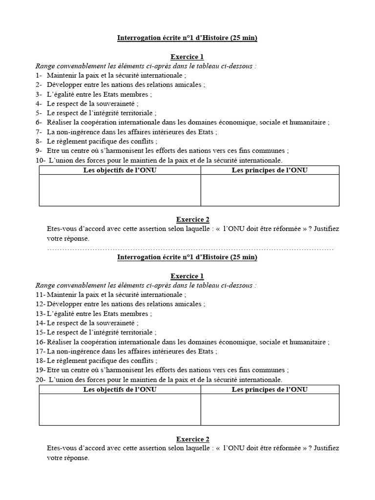 Interrogation Écrite ONU | PDF
